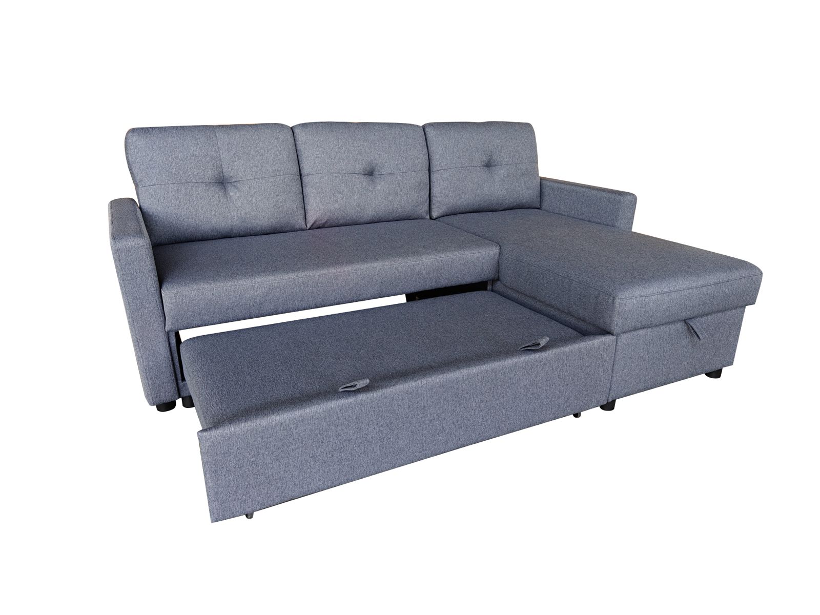 RESTRO Compact Corner Sofa with Pull Out Bed & Lift Up Storage for Small Spaces