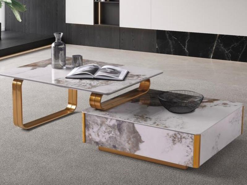 Haven coffee table available in white & gold colour in modern design suitable for living & dining room