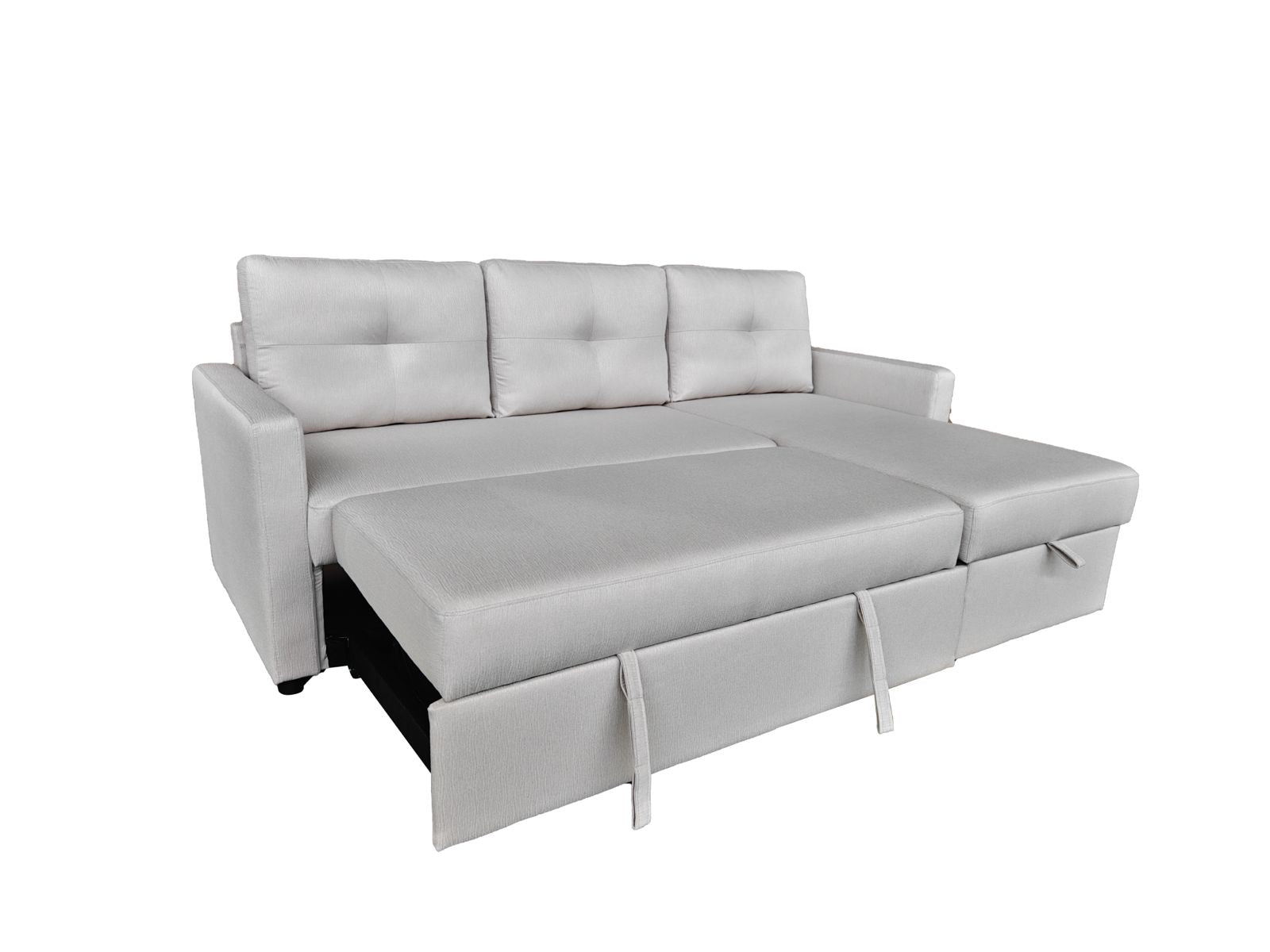 RESTRO Compact Corner Sofa with Pull Out Bed & Lift Up Storage for Small Spaces