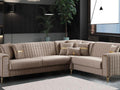 Atlas Corner Sofa Bed - Modern L-Shape Design with Gold trim and Storage Drawer for Living Room AVAILABLE IN GREY,MINK & CREAM COLOURS
