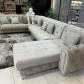 LUXURY EXTRA LARGE CORNER U SHAPE SOFA BED LOUNGER PLUSH VELVET 390cm x 250cm x 170cm WITH FIXED ARMS & UNDERSTORAGE FOR SMALL ITEMS