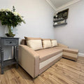 Compact Corner Sofa Bed Beige Cream OR Grey Right hand Side With Storage