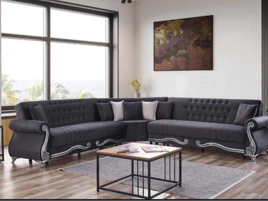 ALYA SOFA BED AND CORNER SOFA AVAILABLE IN GREY & CREAM COLOUR Fixed Arms Design Comfortable Seating