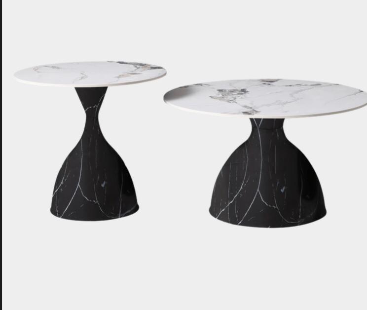 Mirage Ceramic Coffee Table Set in Black & White Modern Design for Living & Dining Room Contemporary Style