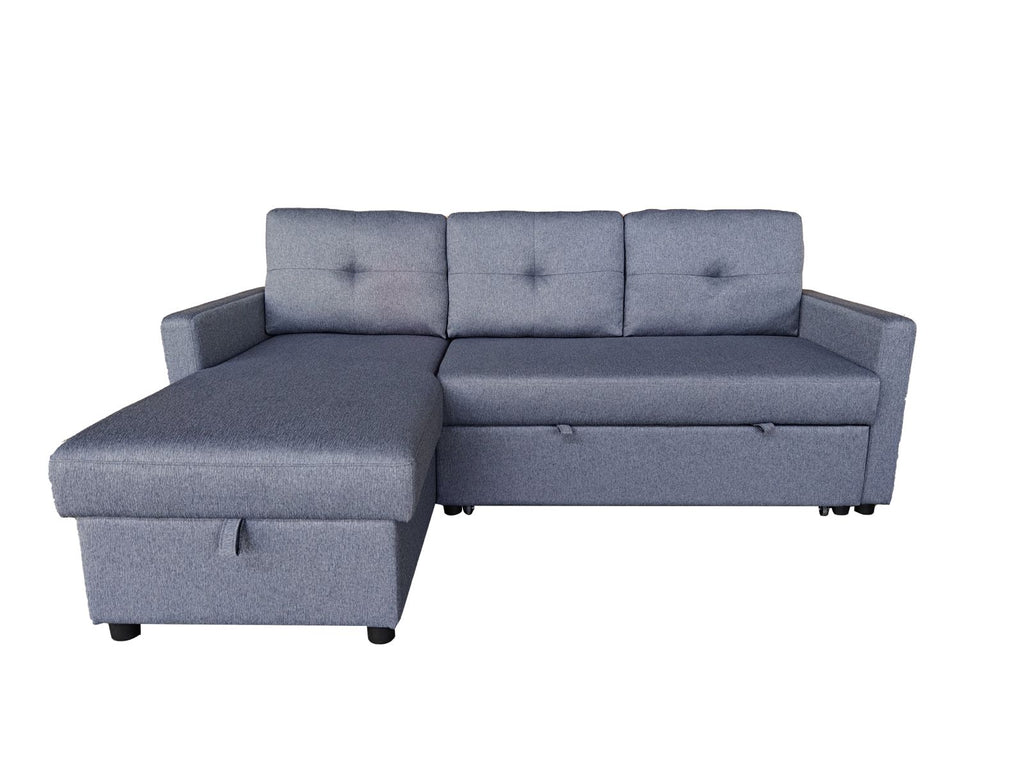 RESTRO Compact Corner Sofa with Pull Out Bed & Lift Up Storage for Small Spaces