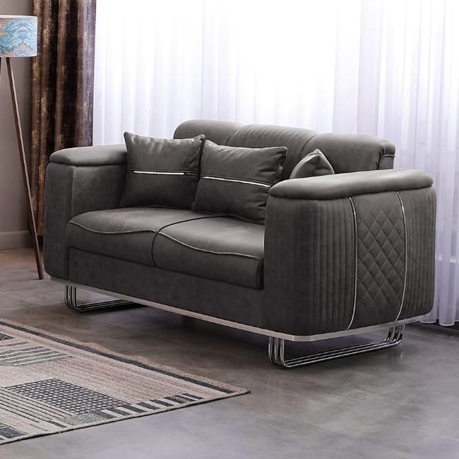 LIDYA Grey & Cream Sofas Fixed Arms Available in Two Colors to Accompany Brown for Modern Living Room