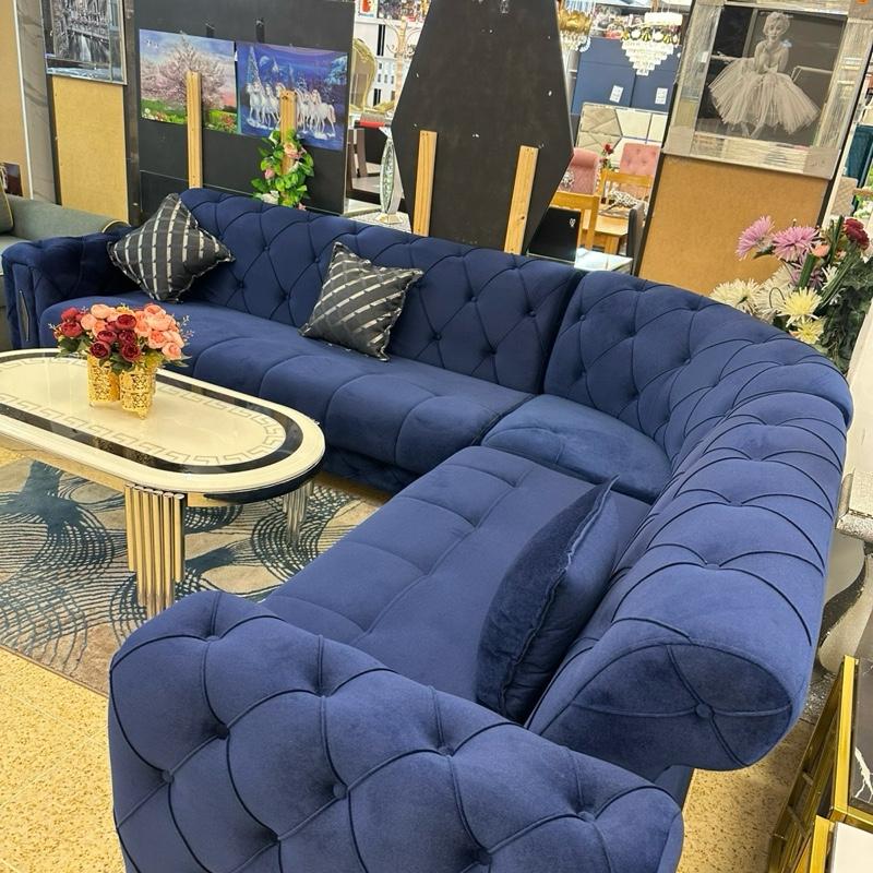 FONTANA CORNER SOFA BLUE WITH STORAGE - UNIVERSAL ( RIGHT HAND OR LEFT HAND ANYTIME )- MORE COLOURS AVAILABLEE