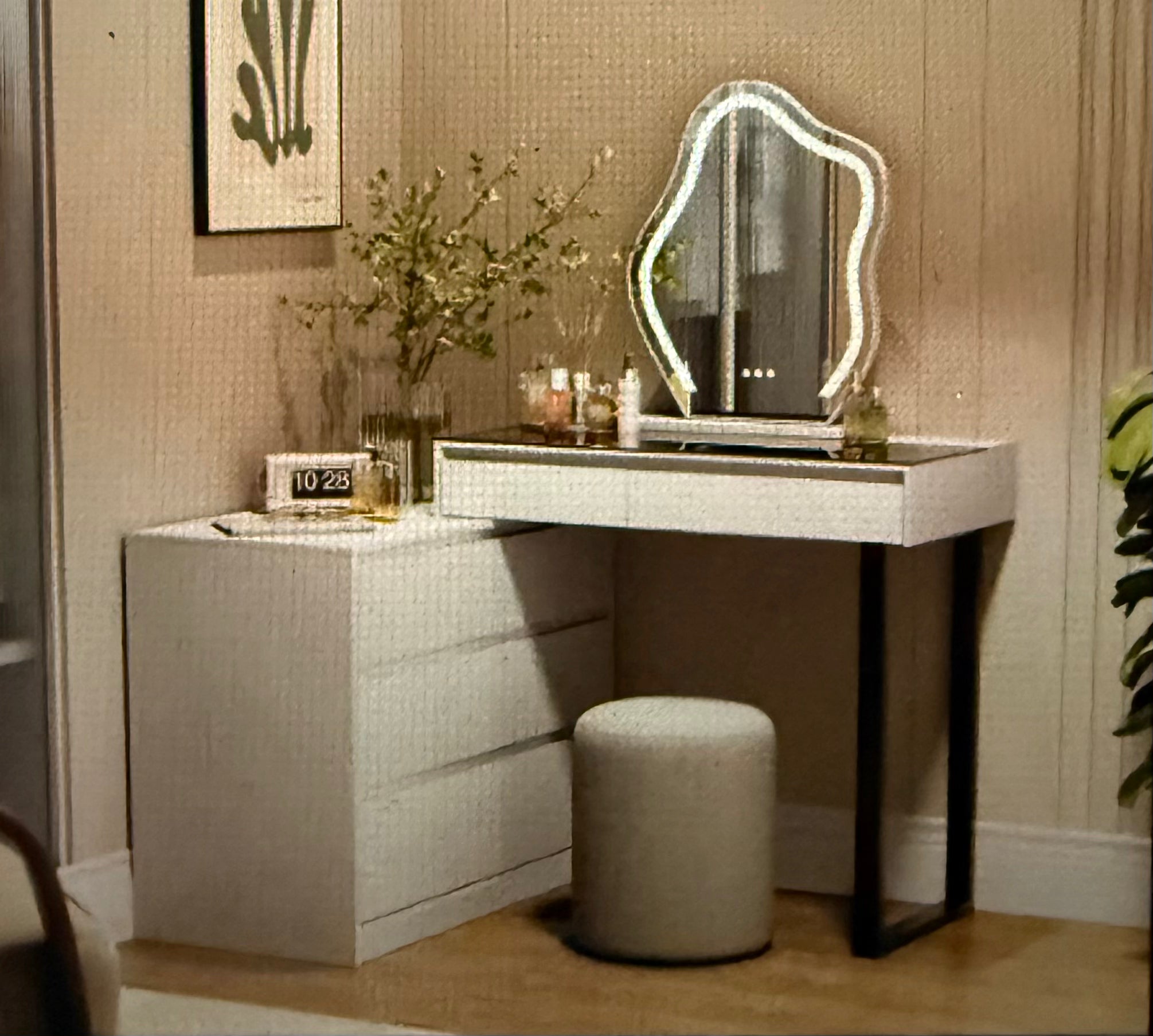 Modern White Corner Vanity Desk