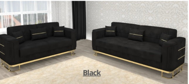 Fashion 3+2 Seater Sofa Set - LED Light , Roll Over Bed , Under Storage , Full Memory Foam , Metal Legs