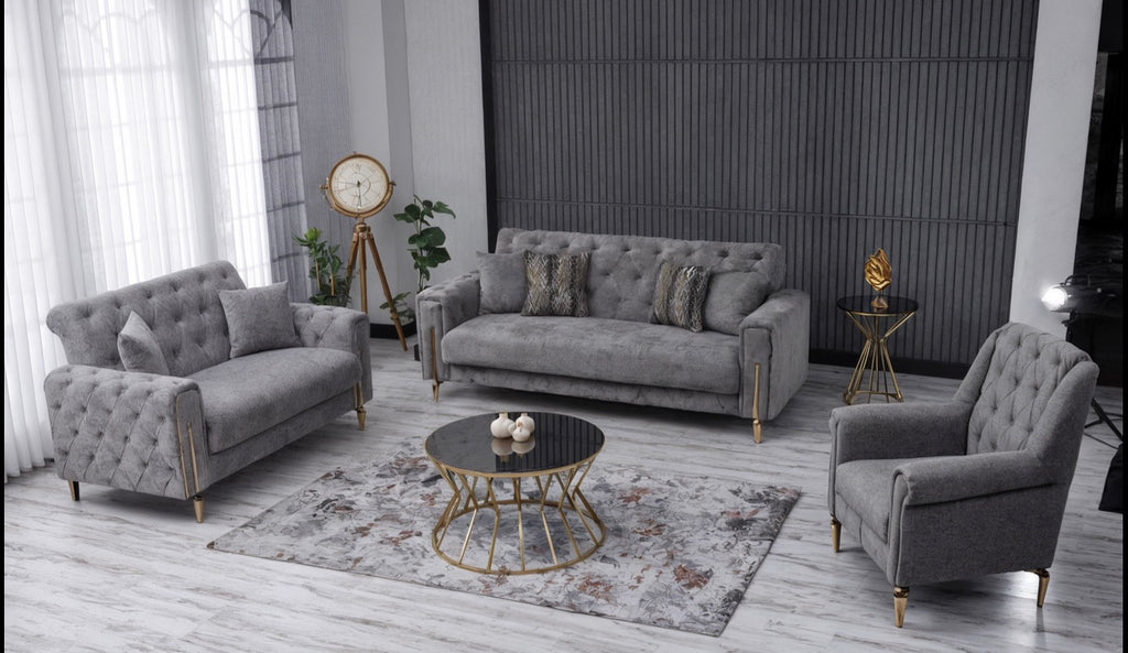 PRAG 3+2 or 3+2+1  SEATER SOFA IN CREAM & GREY COLOUR