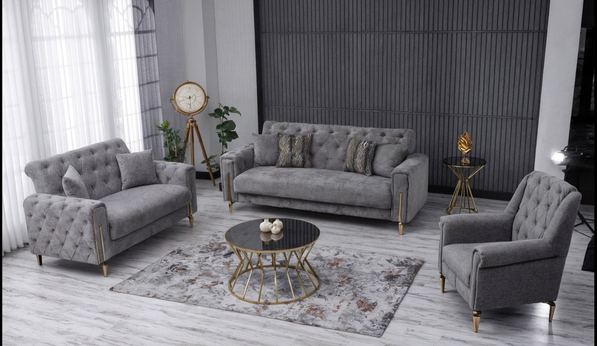 PRAG 3+2 or 3+2+1  SEATER SOFA IN CREAM & GREY COLOUR