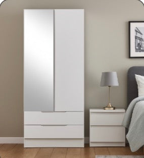 Viva Wardrobe in Black , Grey & White - 15mm Back Panel with Attached Drawers