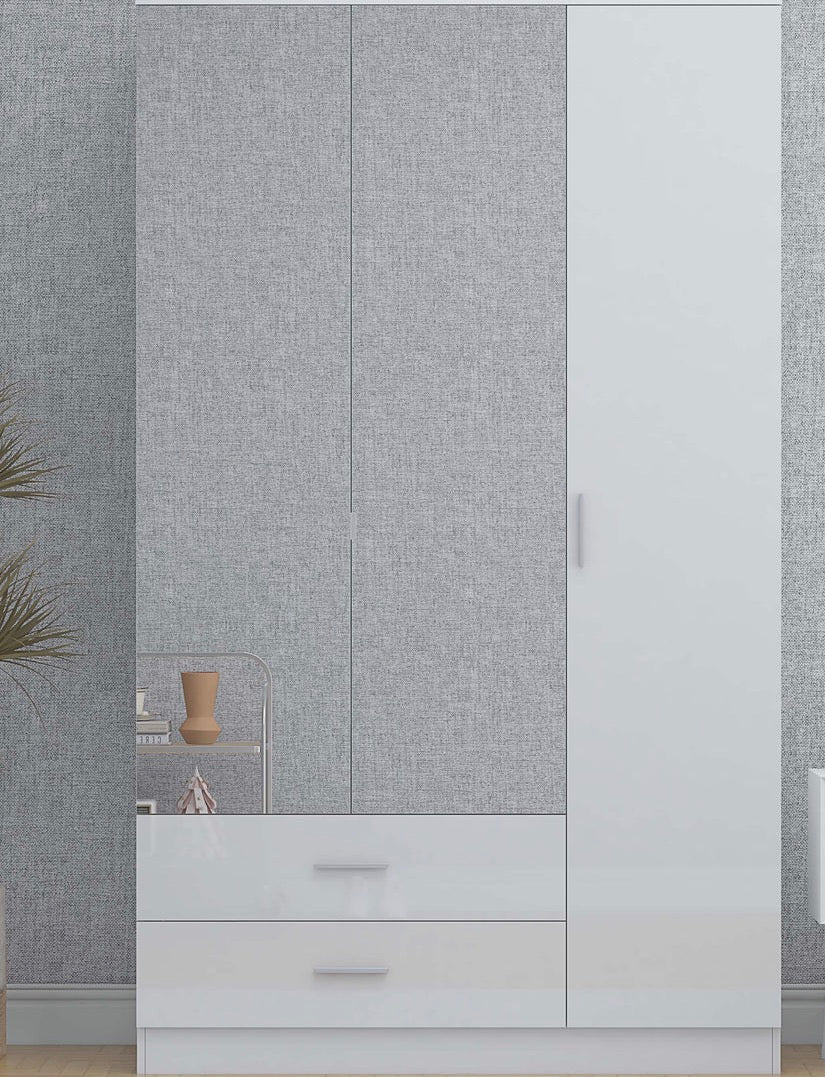 Derby Glossy Wardrobe in Dark Grey , Grey , Black & White Perfect for any Bedroom