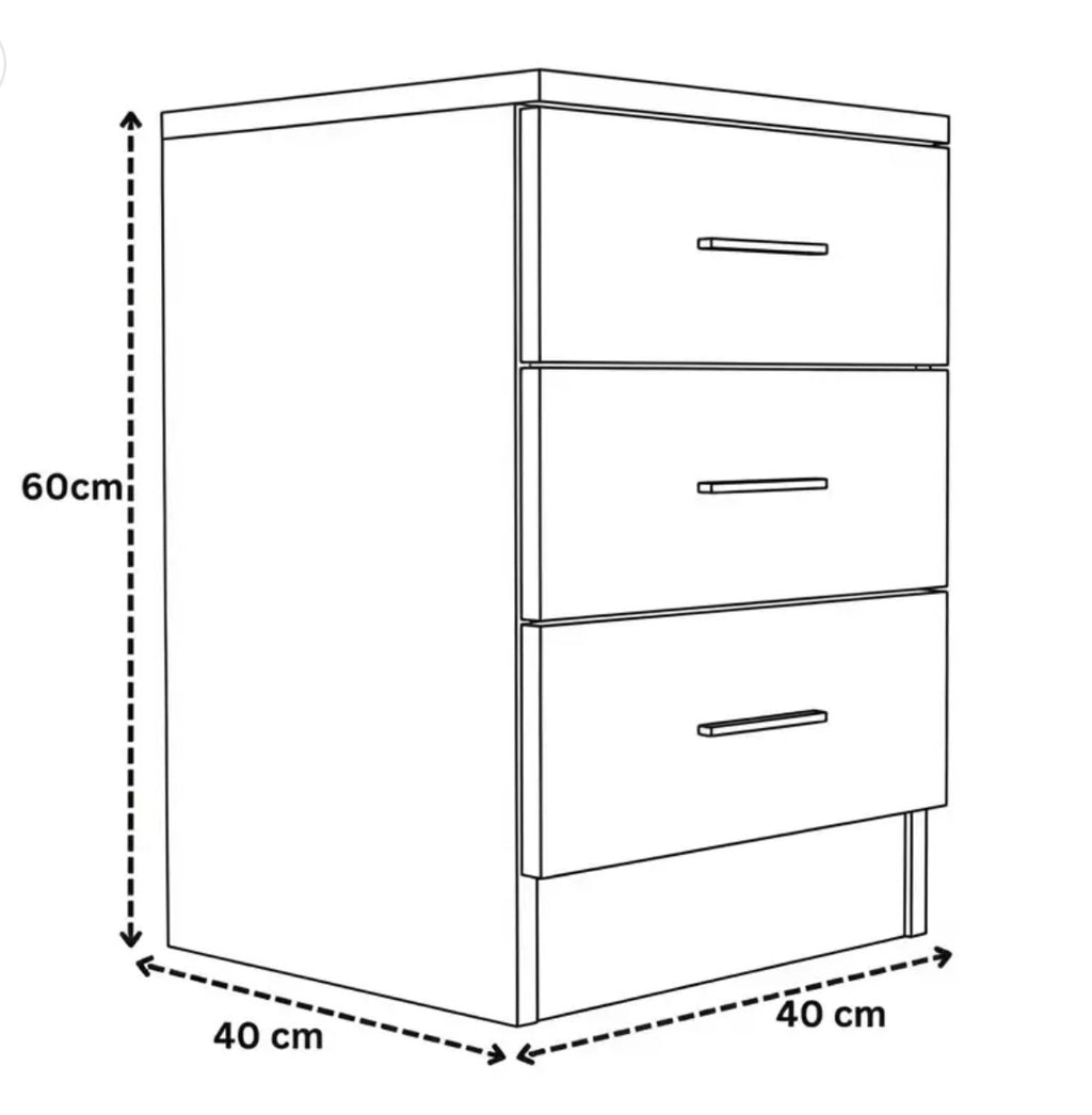 Norvik Bed Sides - High Gloss Front , Chrome Handles , Deep Drawers , Multiple Drawers , Strong MDF , Ample Storage Space