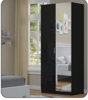 Derby Glossy  Wardrobe in Black , White , Grey , Dark Grey Colours