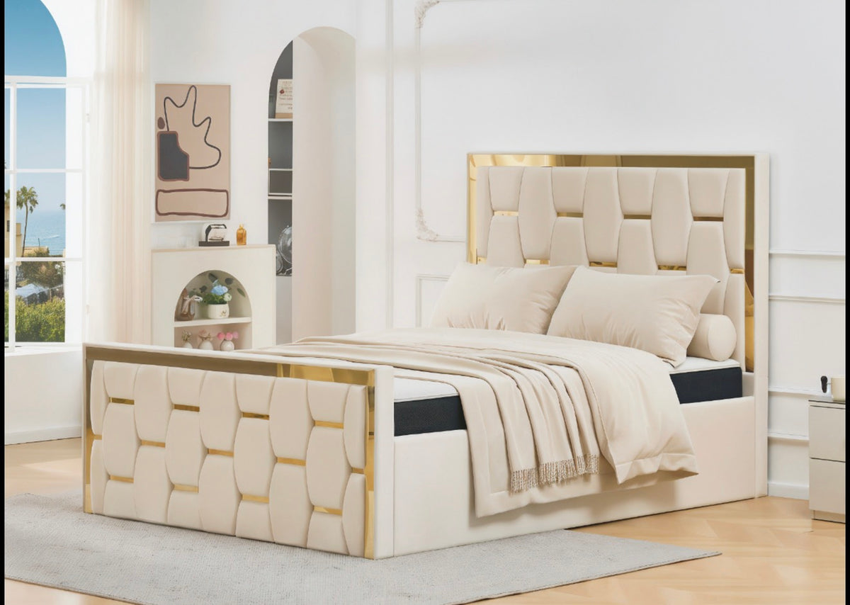 Luxor Bed with Gas Lift MDF Button Sturdy MDF Construction Easy Height Adjustment Secure MDF Button Double King Size Practical Bed Solution