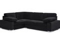 Ascot Plush Black Corner Sofa with Fixed Arms Soft Plush Material for Comfortable Seating Ideal for Corner Spaces Sleek Design and Efficient Placement