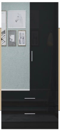Derby Glossy Wardrobe in Grey , Dark Grey , Black , White with Drawers Suitable for Bedroom