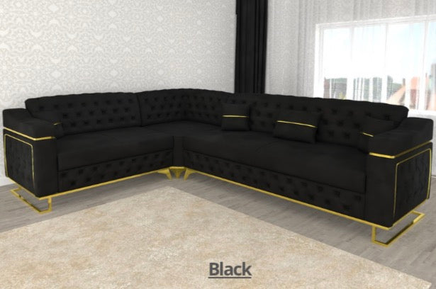 Ruby Corner Sofa - LED Light , Under Storage , Metal Legs , Roll Over Bed , Full Memory Foam