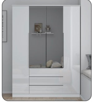 Derby Glossy Wardrobe MDF High Gloss Front n Dark Grey , Grey ,White & Black Colours