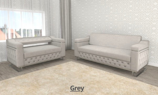 Ruby 3+2 Seater Sofa Set - LED Lights , Metal Legs , RollOver Bed , Under Storage , Full Memory Foam