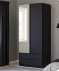 Viva Wardrobe in Black , Grey & White - 15mm Back Panel with Attached Drawers