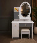 Luxury Dressing Table with Oval Mirror & Stool | Bedroom Vanity Set