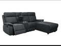Serenova L Shape Recliner Sofa in Cream Fabric with Adjustable Backrest & Side Table for Comfortable Seating Fixed Arms Design