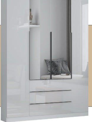 Derby Glossy Wardrobe MDF High Gloss Front n Dark Grey , Grey ,White & Black Colours