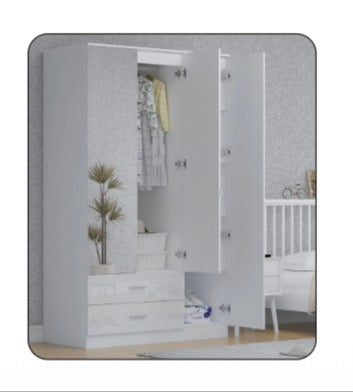 Derb Glossy Wardrobe Fully hHigh Glass Painted Surfaces in Black , Grey , Dark Grey & White Colour