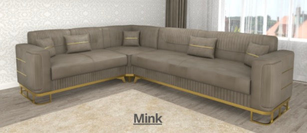 Fashion Corner Sofa - LED Light , Roll Over Bed , Under Storage , Full Memory Foam , Metal Legs