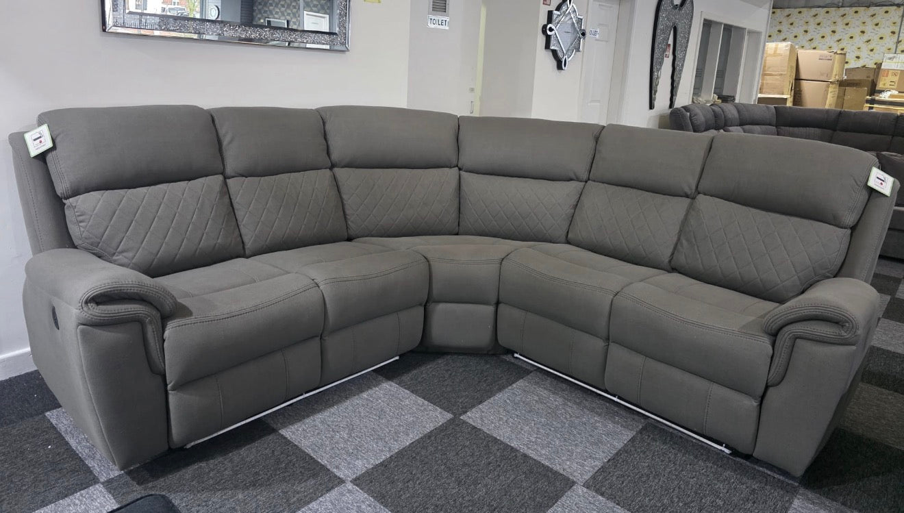 Florence Fabric Corner in Grey Electric - Brand New Modern Design With Fixed Arms