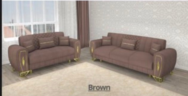Sienna 3+2 Seater Sofa Set - LED Light , Full Memory Foam , Under Storage , Metal Legs , Roll Over Bed