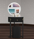 Merlin Dressing Table - 3 Tone LED , Strong MDF , Gold Handles , Deep Drawers , Comfy Stool With High Gloss Mirror