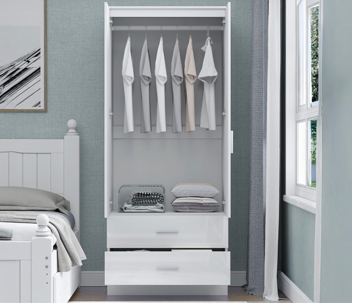 Derby Glossy  Wardrobe in Black , White , Grey , Dark Grey Colours