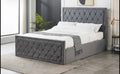 Drayton Plush Velvet Bed with Buttons - Luxurious Soft & Comfortable Surface for Restful Sleep - Stylish Design Enhances Any Bedroom - Single to King Sizes Available