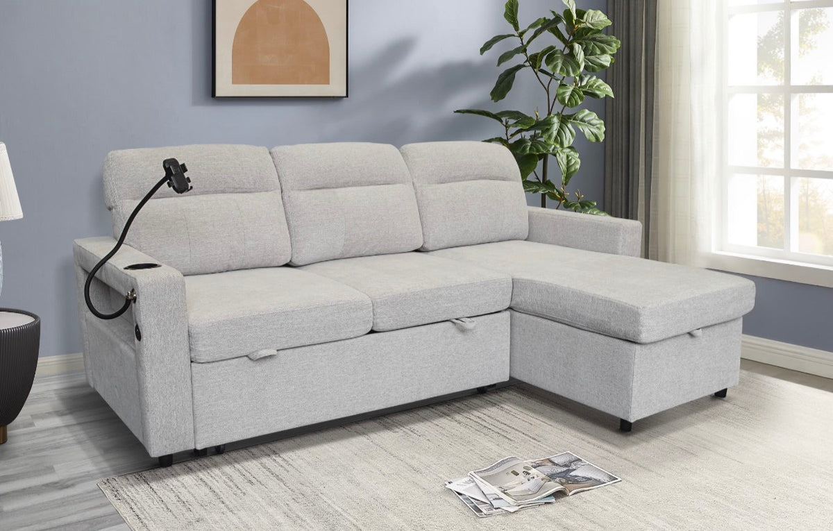 MODORA CORNER SOFA BED WITH STORAGE Cream Grey Colour