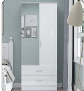 Derby Glossy Wardrobe in Grey , Dark Grey , Black , White with Drawers Suitable for Bedroom