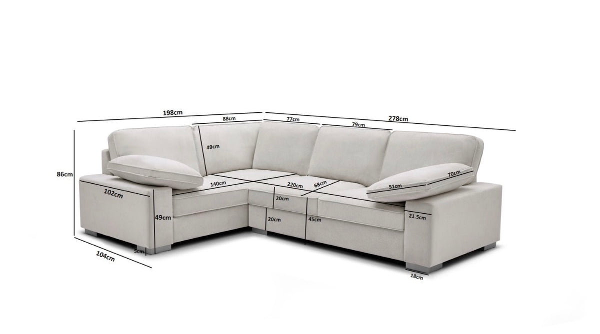 Ascot Corner Sofa with Fixed Arms Modern Living Room Furniture in Various Colours for Stylish Seating