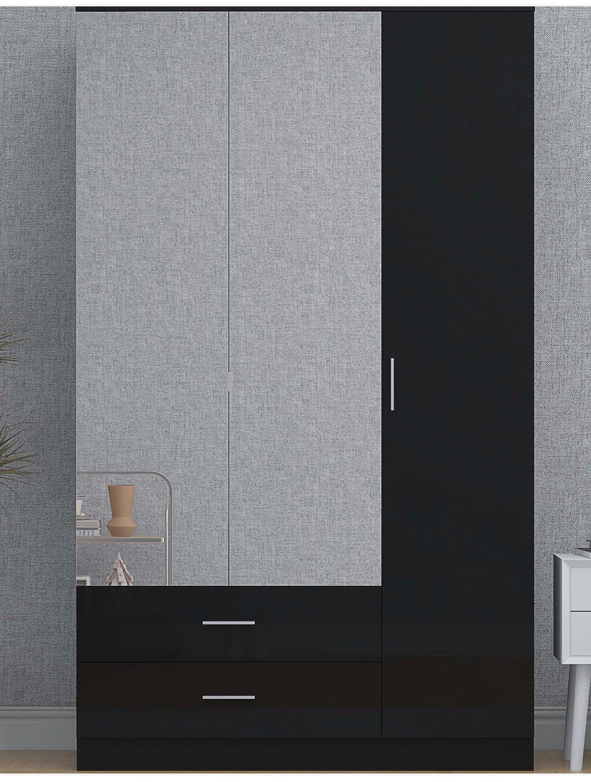 Derby Glossy Wardrobe in Dark Grey , Grey , Black & White Perfect for any Bedroom