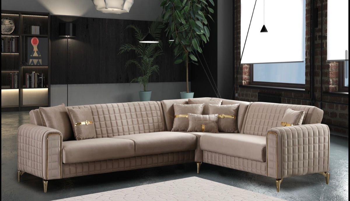 Atlas Corner Sofa Bed - Modern L-Shape IN GREY,MINK & CREAM COLOURS