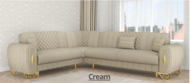 Avora Corner Sofa Set - LED Light , Roll Over Bed , Under Storage , Full Memory Foam , Metal Legs