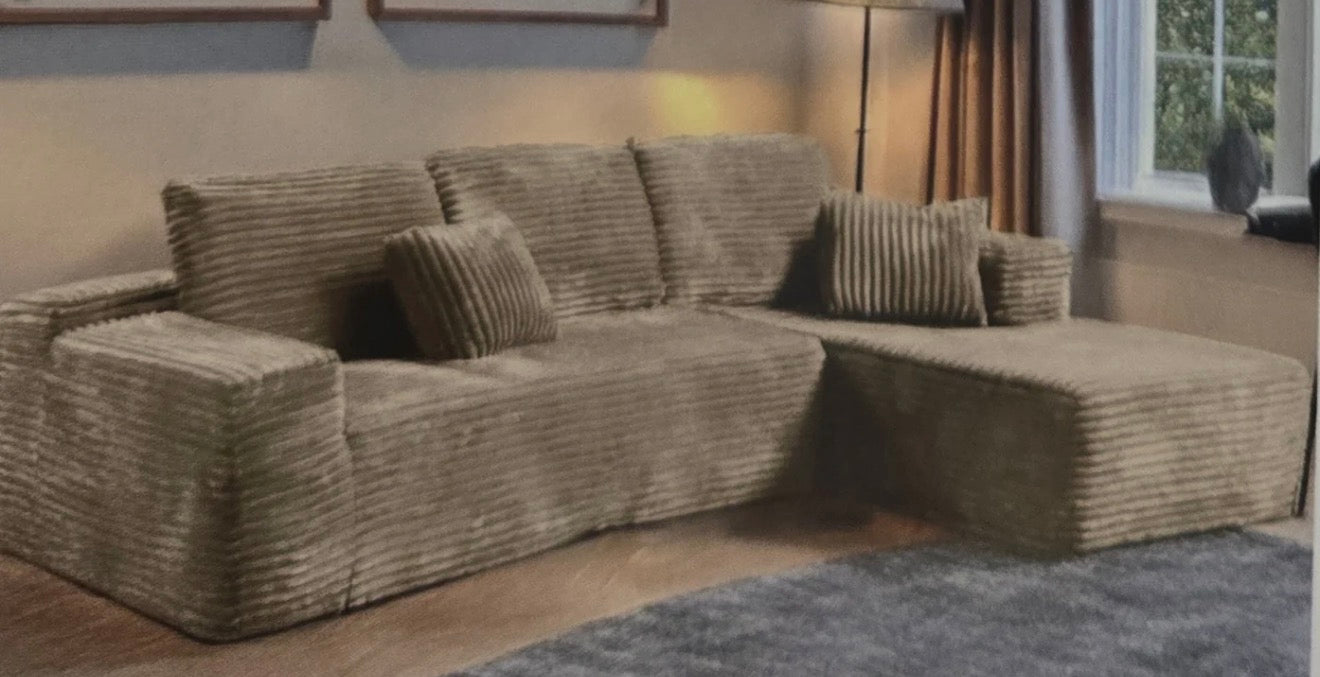MONACA COMPRESSED CORNER SOFA WITH DOUBLE JUMBO FABRIC