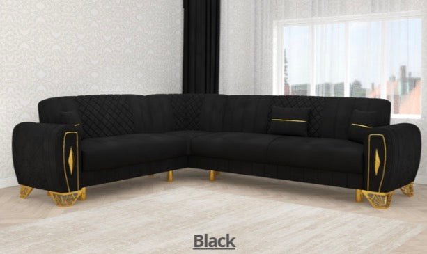 Avora Corner Sofa Set - LED Light , Roll Over Bed , Under Storage , Full Memory Foam , Metal Legs