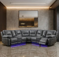 Saira Chaise Suite Manual Recliner Corner Sofa  in Grey Color