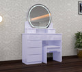 Marisa Dressing Table - Deep Drawers , Comfy Stool , Handless Drawers , 3 Tone LED , High Gloss Mirror With Strong MDF