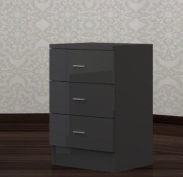 Norvik Bed Sides - High Gloss Front , Chrome Handles , Deep Drawers , Multiple Drawers , Strong MDF , Ample Storage Space
