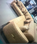 Luxury Dark Beige Suede Corner Sofa with Universal / Swapable ( Right / Left )  | Sofa Bed | Colours available : dark beige , Black or Light Grey