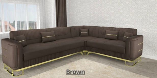 Fashion Corner Sofa - LED Light , Roll Over Bed , Under Storage , Full Memory Foam , Metal Legs