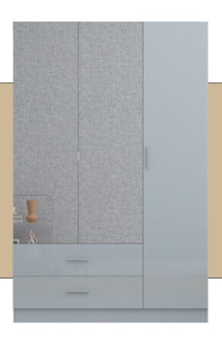 Derb Glossy Wardrobe Fully hHigh Glass Painted Surfaces in Black , Grey , Dark Grey & White Colour